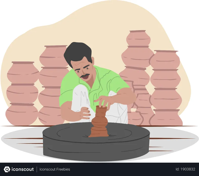 Free Pottery Maker  Illustration
