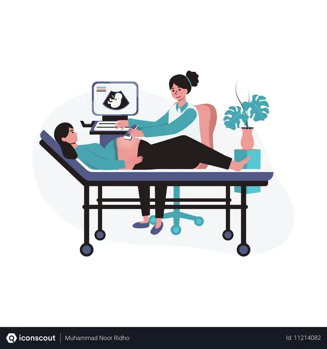 Free Pregnant woman at ultrasound examination  Illustration