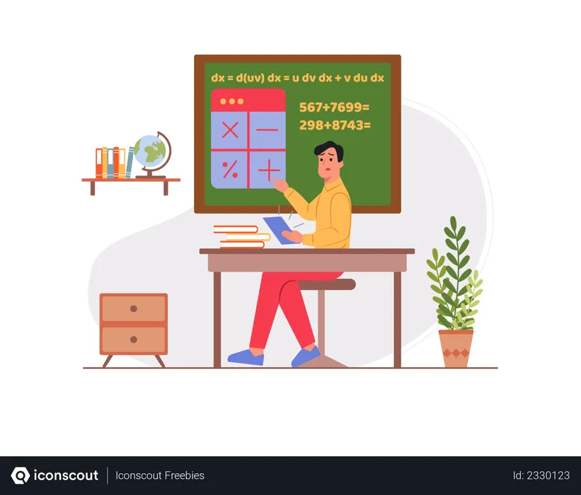 Free Professor teaching calculation to students  Illustration