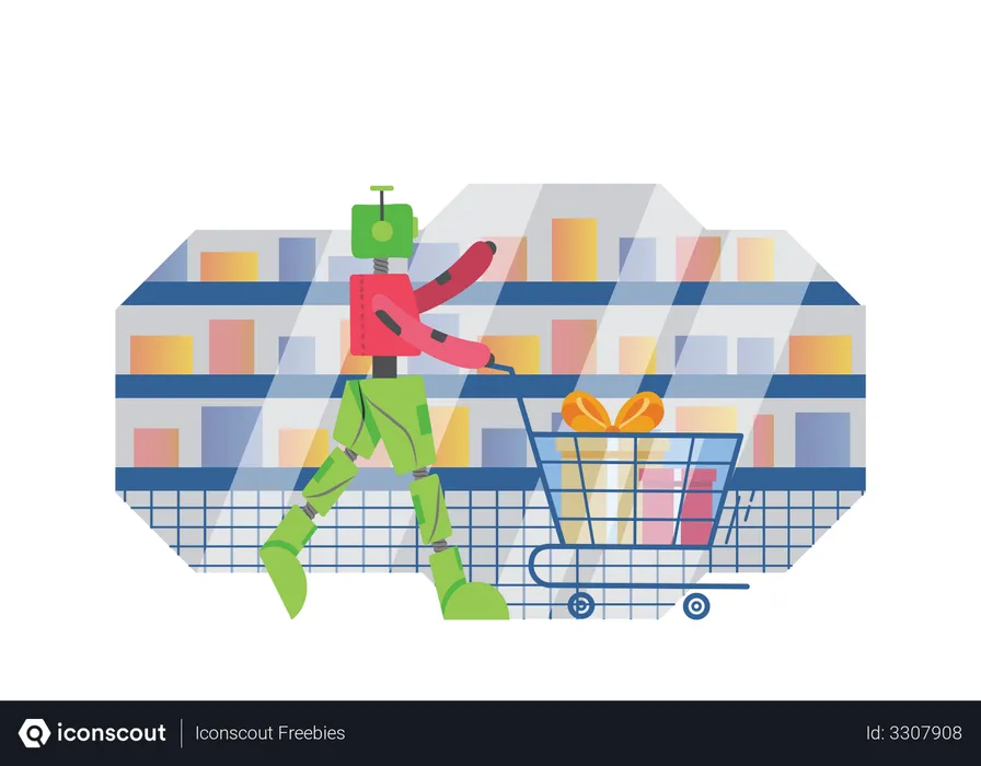 Free Robô fazendo compras  Ilustração