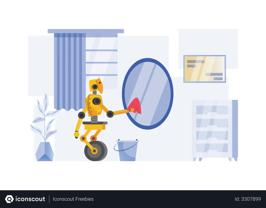 Free Robot cleaning mirror  Illustration