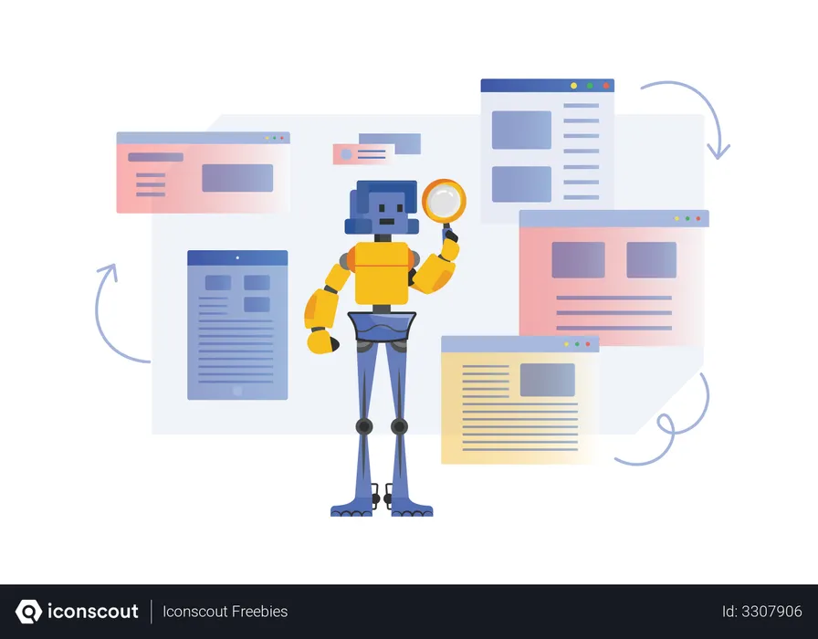 Free Robot finding data  Illustration