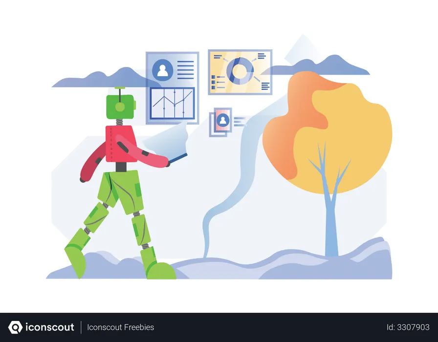 Free Robot working while walking  Illustration