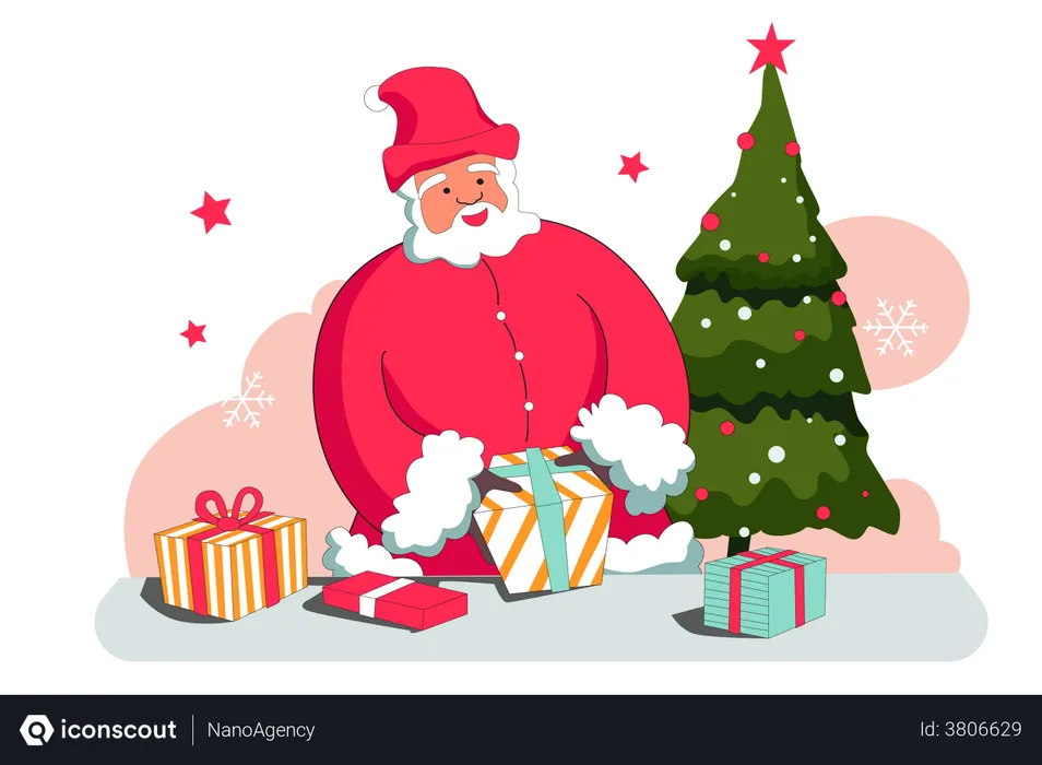 Free Santa Claus and gift  Illustration