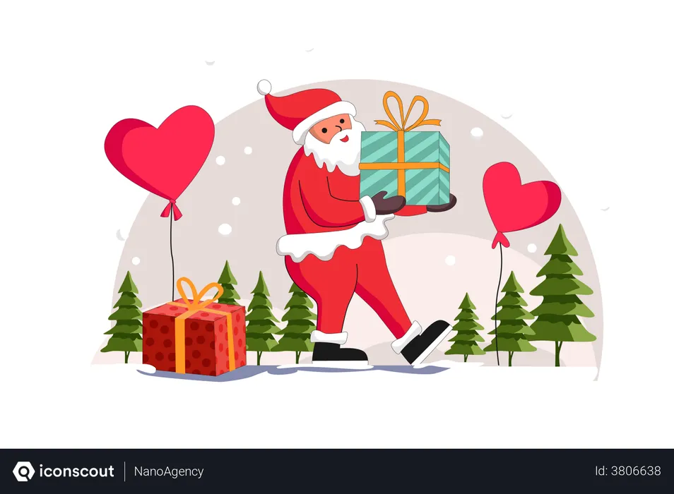 Free Santa Claus brings presents  Illustration