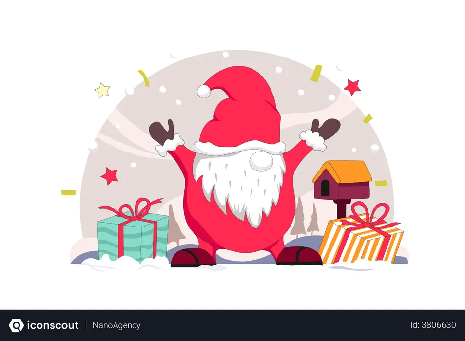 Free Santa with gift  Illustration