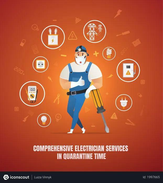 Free Servicios Integrales de Electricista en Tiempo de Cuarentena  Ilustración