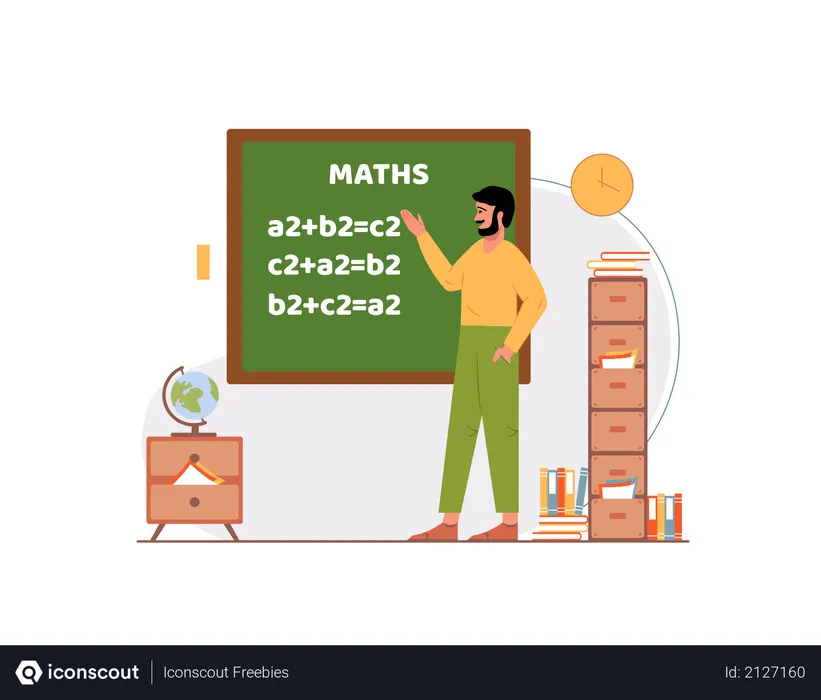 Free Sir teaching maths in the class  Illustration