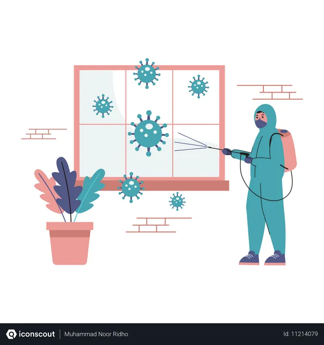 Free Specialist Cleaning Disinfecting Virus Cells  Illustration