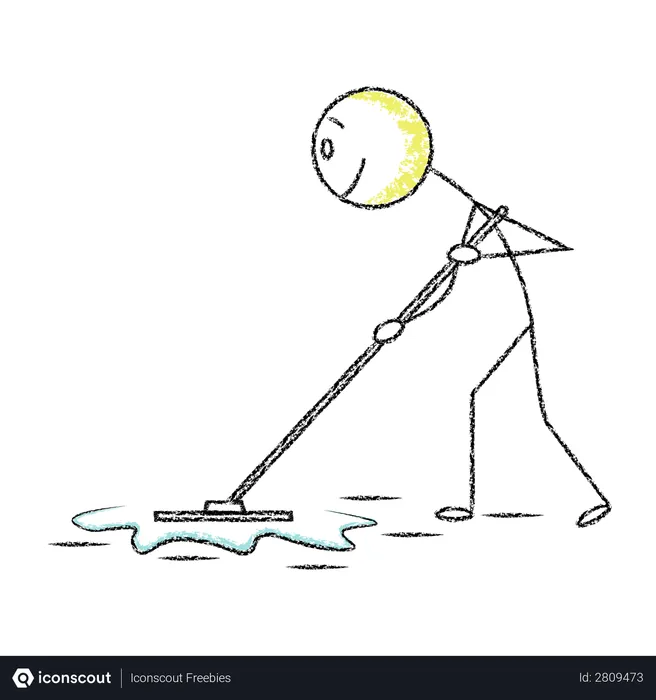 Free Stick man sweeping floor  Illustration