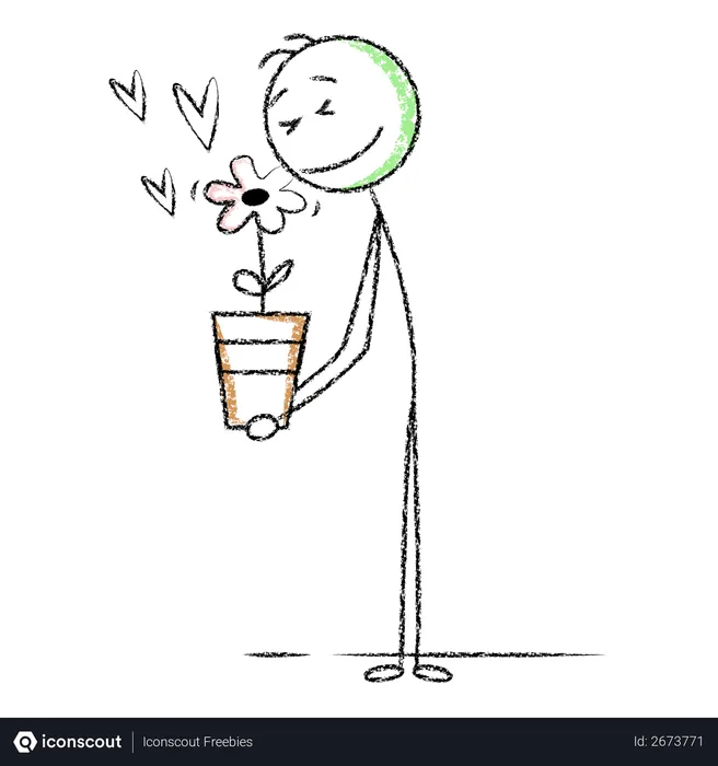 Free Stick man with flower pot  Illustration