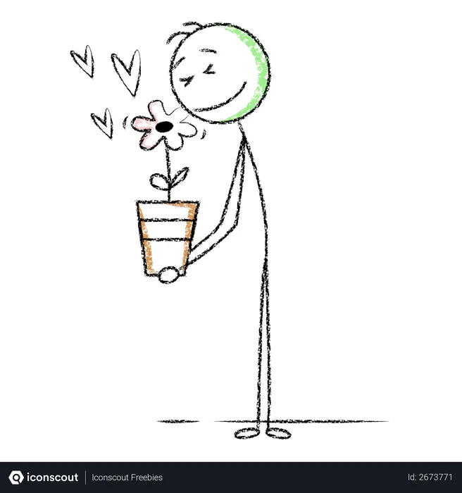 Best Free Stick man with flower pot Illustration download in PNG & Vector  format