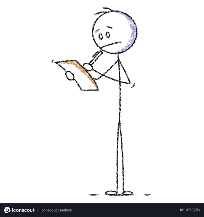 Best Free Stick Man Writing on Paper Illustration download in PNG & Vector  format