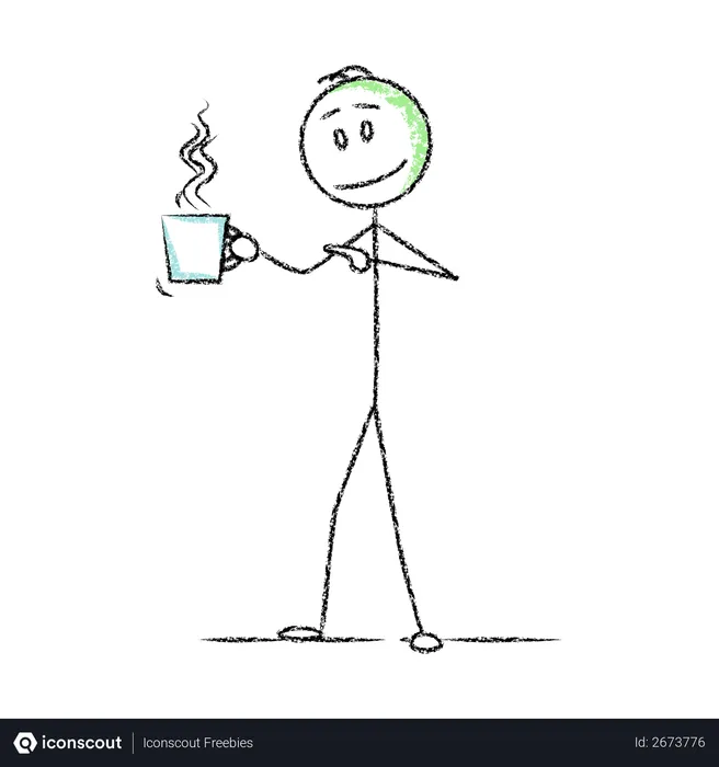 Free Stick Person holding coffee cup  Illustration