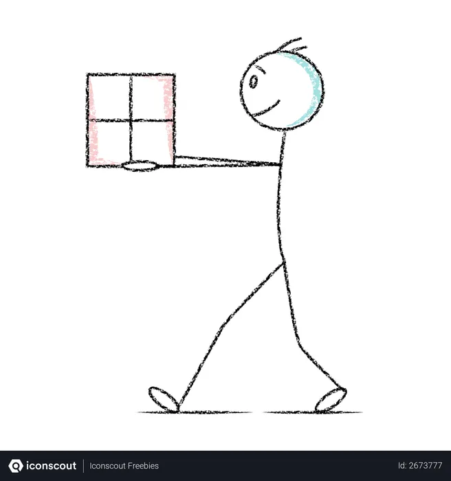 Free Stick person with gift box  Illustration