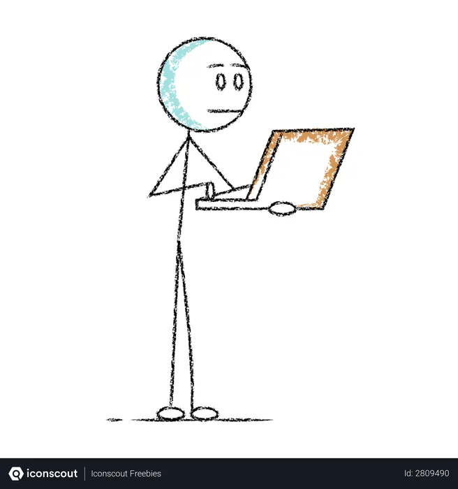 Free Stickman travaillant sur un ordinateur portable  Illustration