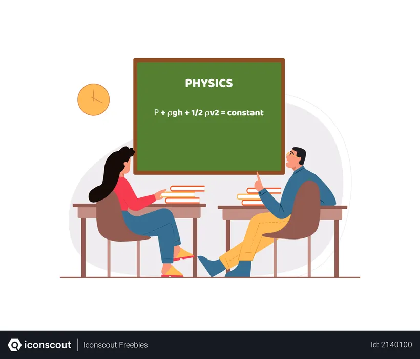 Free Students studying physics in classroom  Illustration