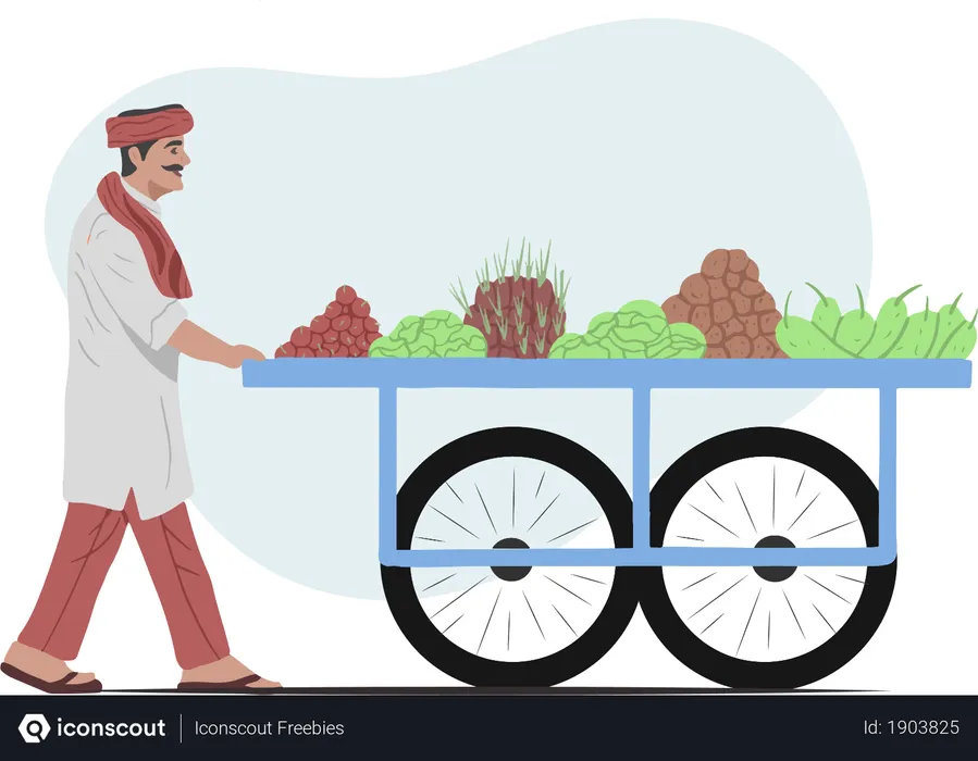 Free Vegetable Vendor  Illustration