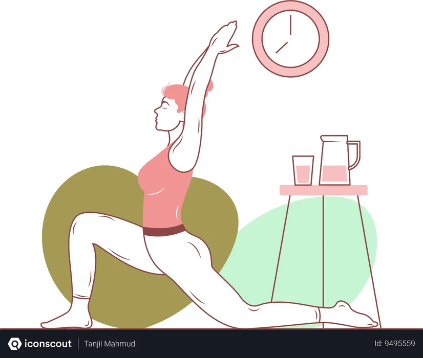 Free Warrior-1 Yoga Pose  Illustration