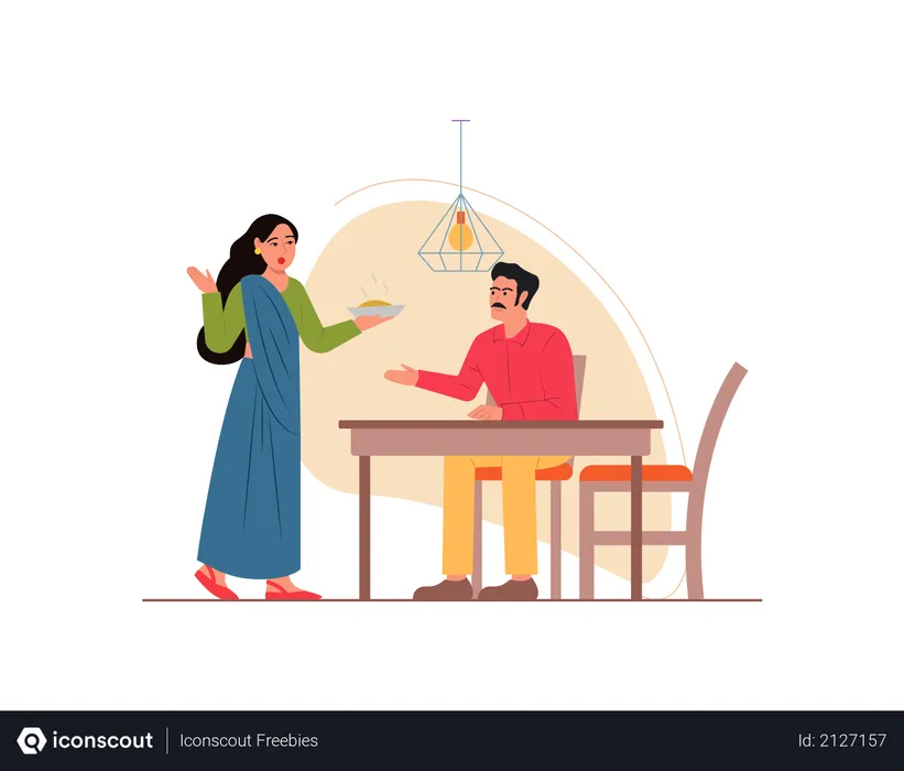 Free Wife serving food to husband  Illustration