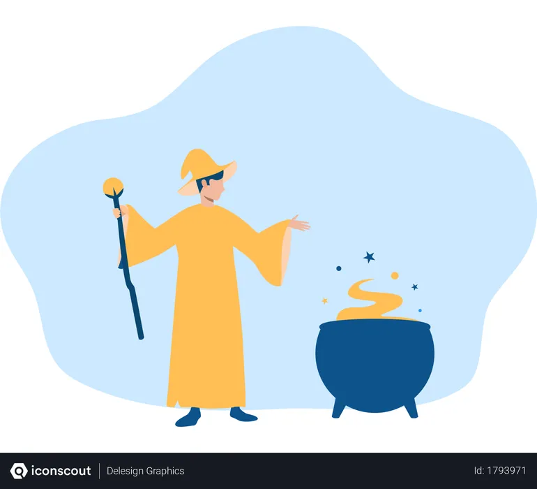 Free Wizard preparing for dark magic  Illustration