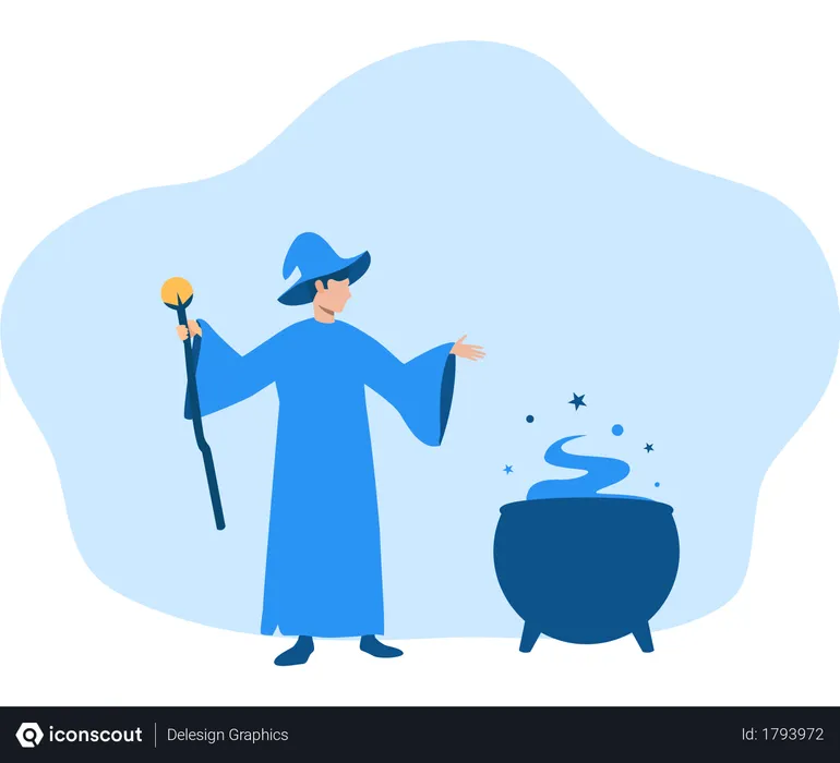 Free Wizard preparing for dark magic  Illustration