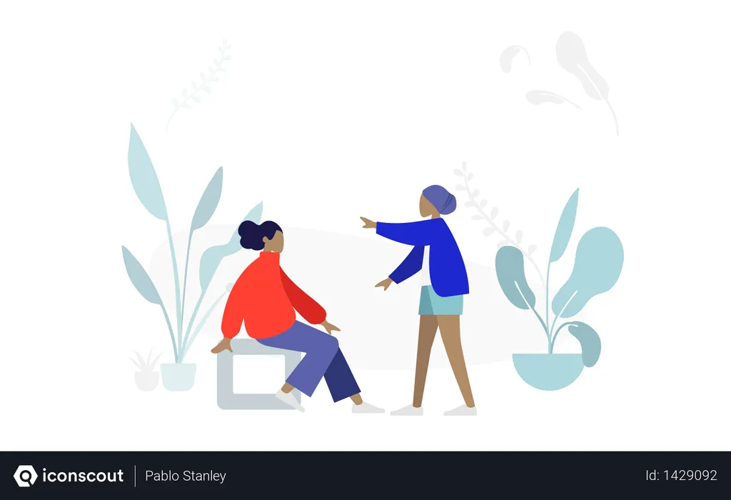Free Woman discussing in park  Illustration