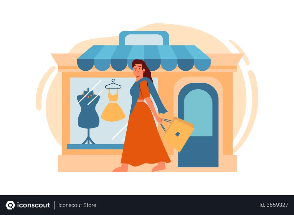 Free Woman doing diwali shopping  Illustration