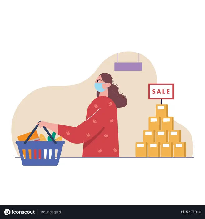 Free Woman doing shopping during covid19  Illustration