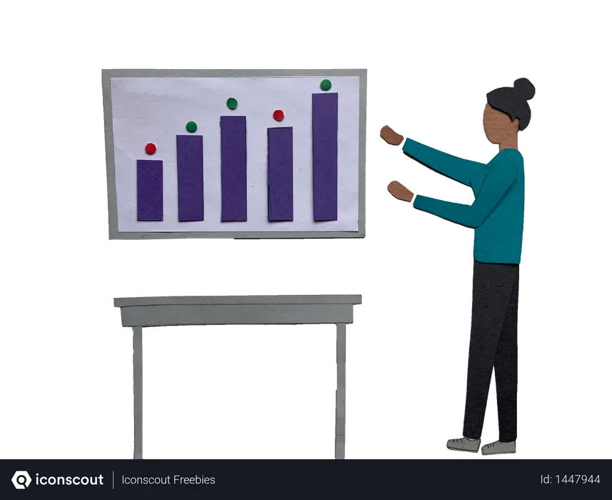Free Woman explaining business graph Logo Illustration