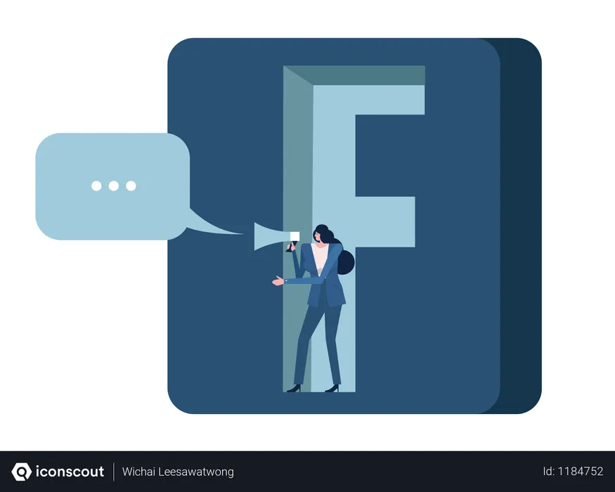 Free Woman Holding Megaphone On Facebook Application Icon Logo Illustration