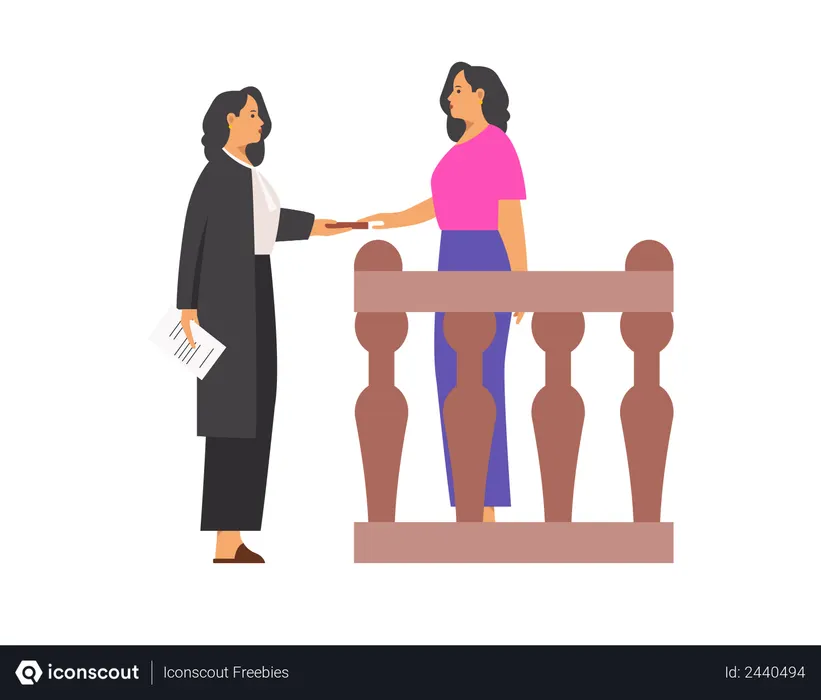 Free Woman taking oath to speak truth  Illustration