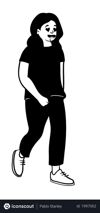 Free Woman Wearing Black Clothes  Illustration