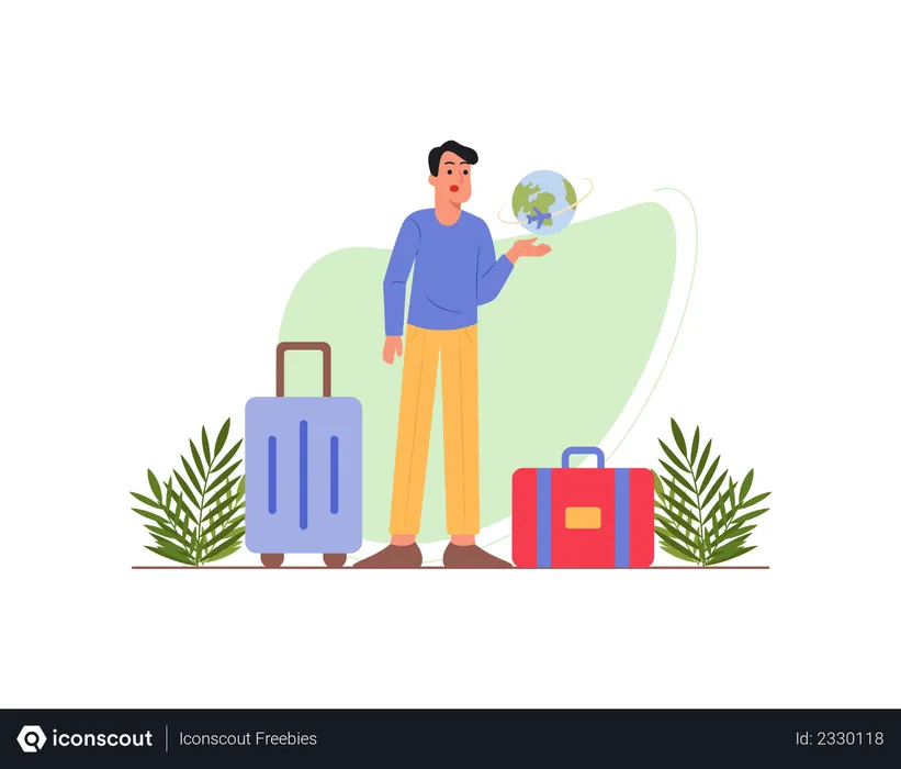 Free Young boy going for world tour  Illustration
