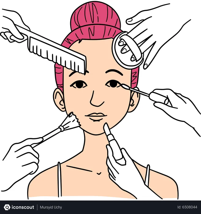 clipart putting on makeup