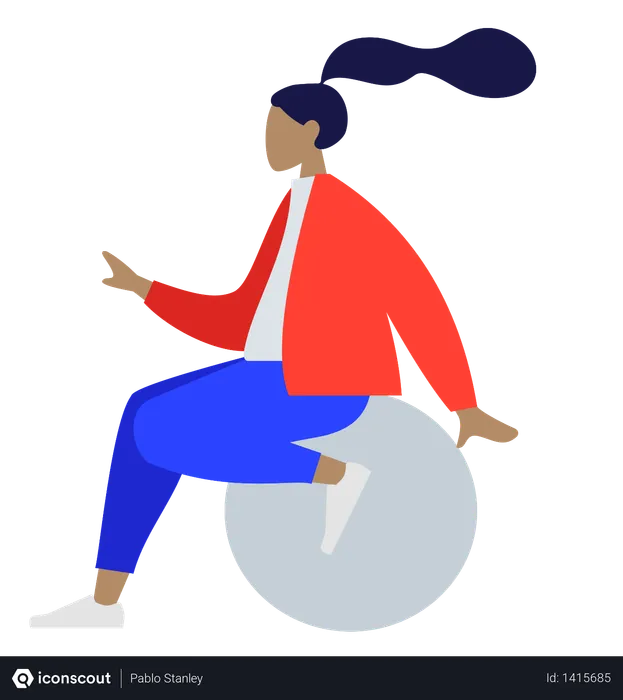 Free Young girl sitting on ball  Illustration
