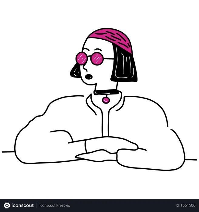 Free Young girl sitting with sunglasses  Illustration