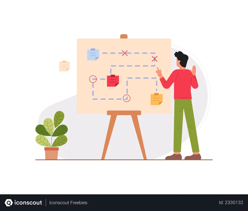 Free Young man working on strategic planning  Illustration
