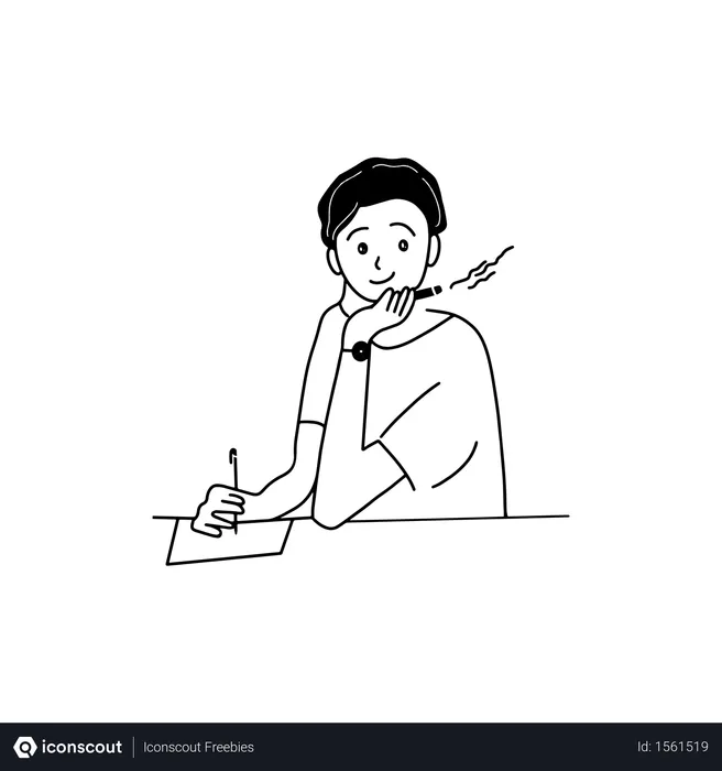 Free Young writer smoking while writing his new article  Illustration