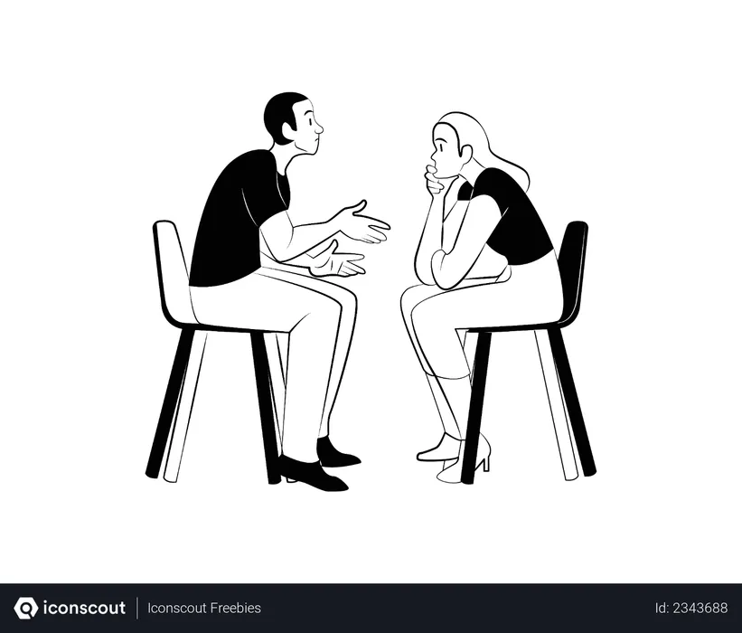 Girl and boy doing discussion Illustration