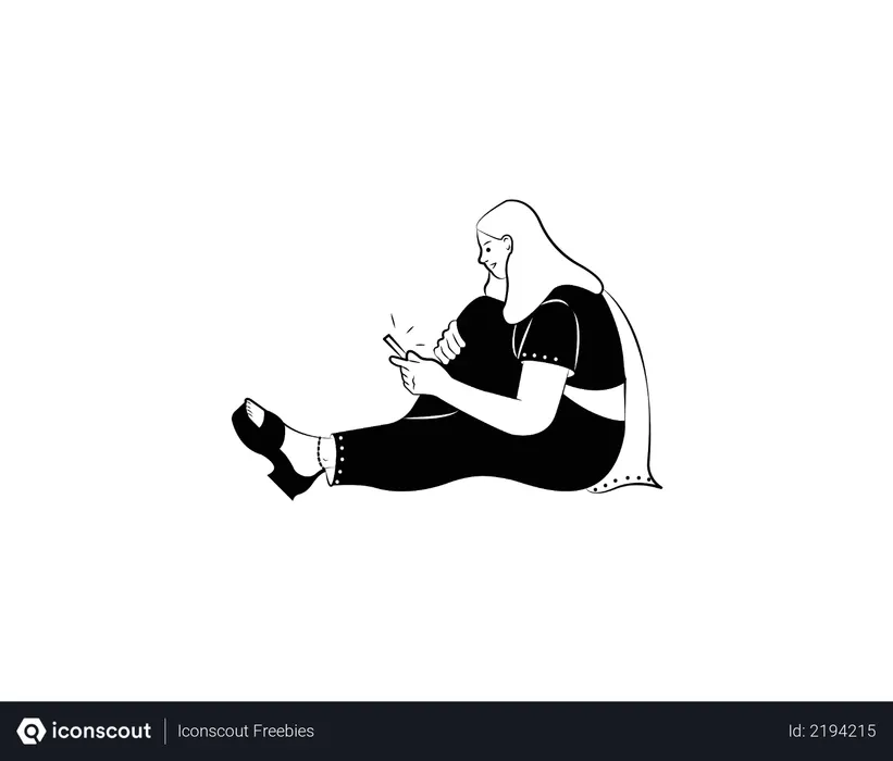 Girl checking phone during free time Illustration