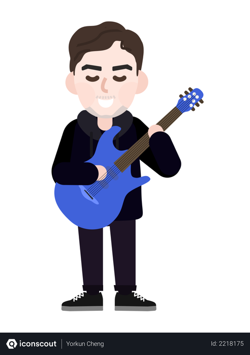 Free Guitarist Illustration download in PNG & Vector format