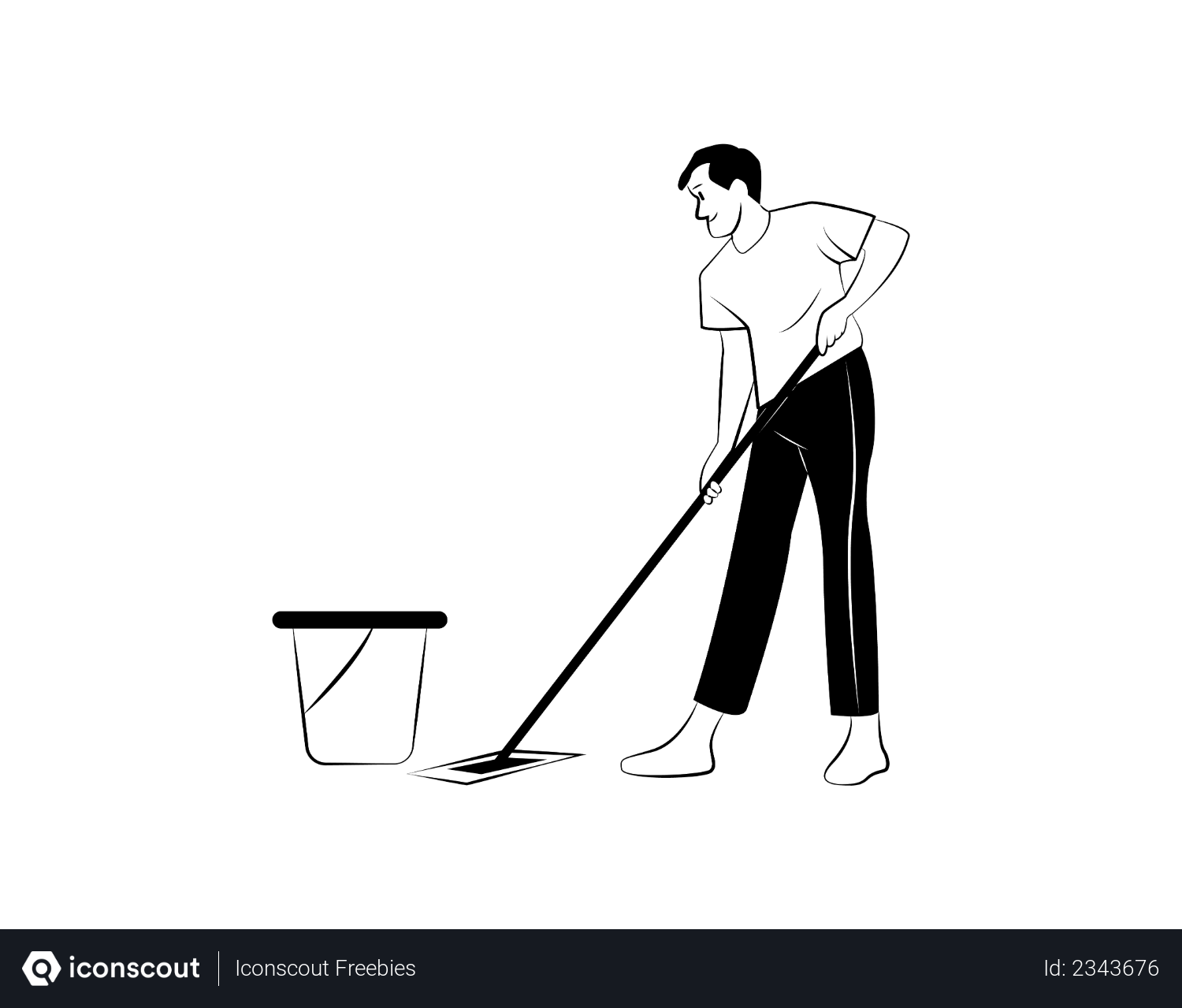 Best Free Housekeeper moping doing chores Illustration download in PNG