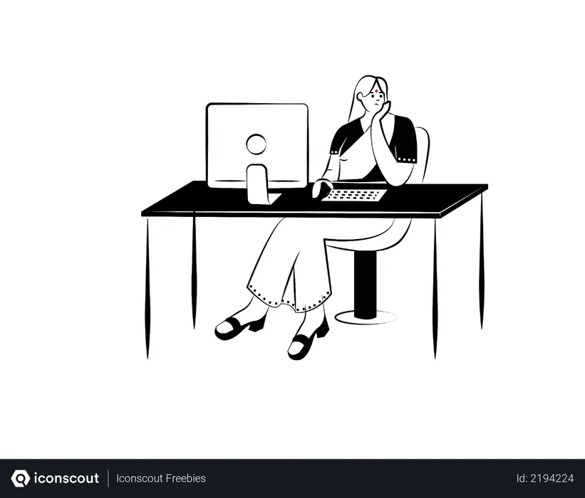 Lady employee working in office Illustration