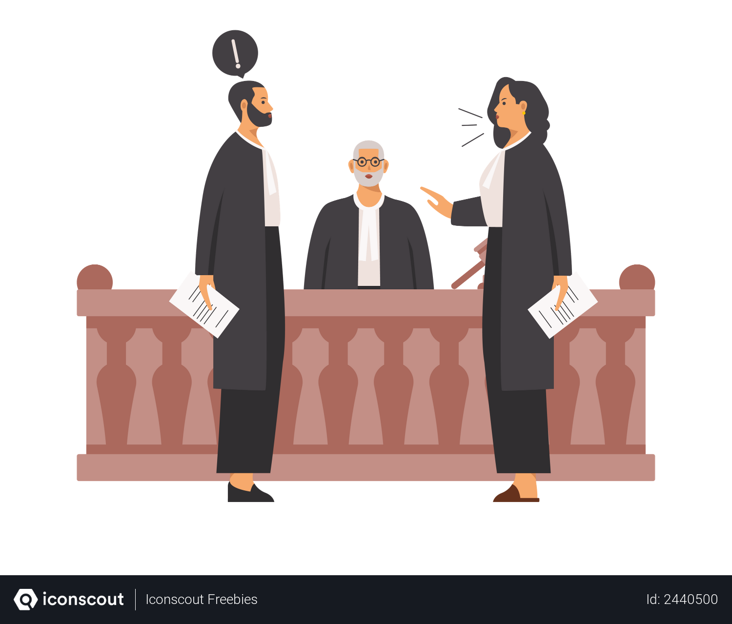 Free Lawyers arguing with each other Illustration download in PNG