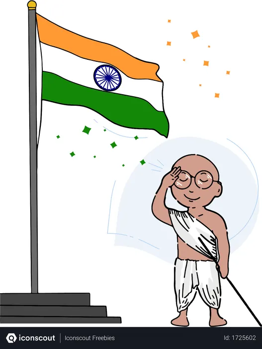 Best Free Mahatma Gandhi salute to tiranga Illustration download in PNG & Vector format Best Free Mahatma Gandhi salute to tiranga Illustration download in PNG & Vector format