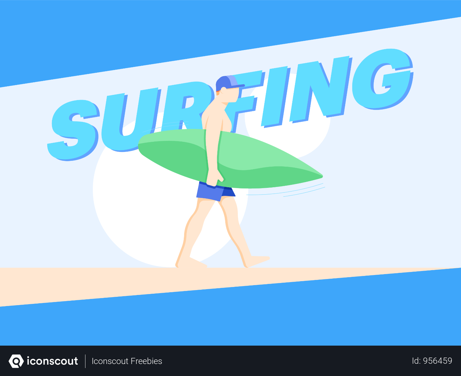 Man Going For Surfing Illustration