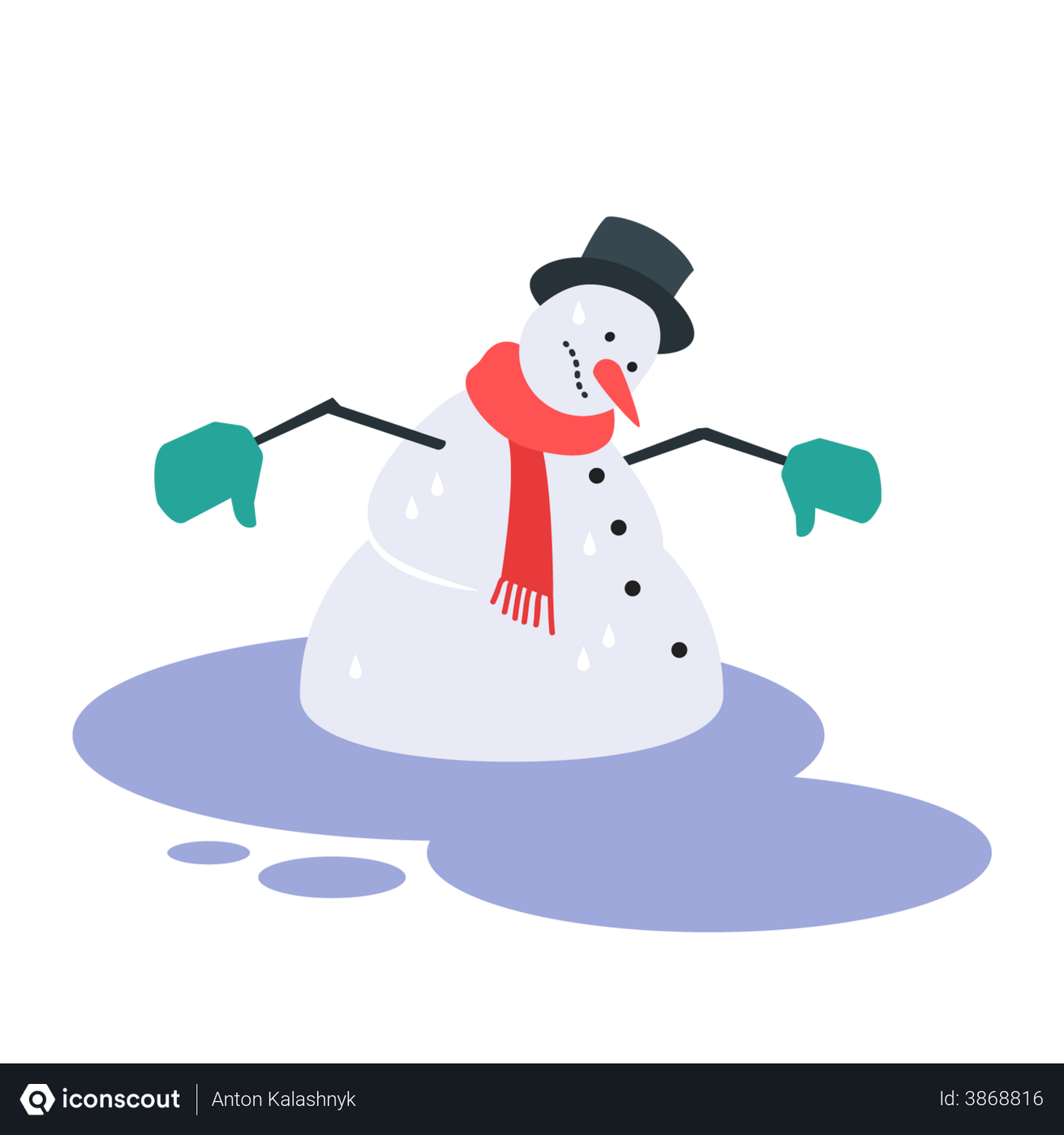 Best Free Melting snowman Illustration download in PNG & Vector format