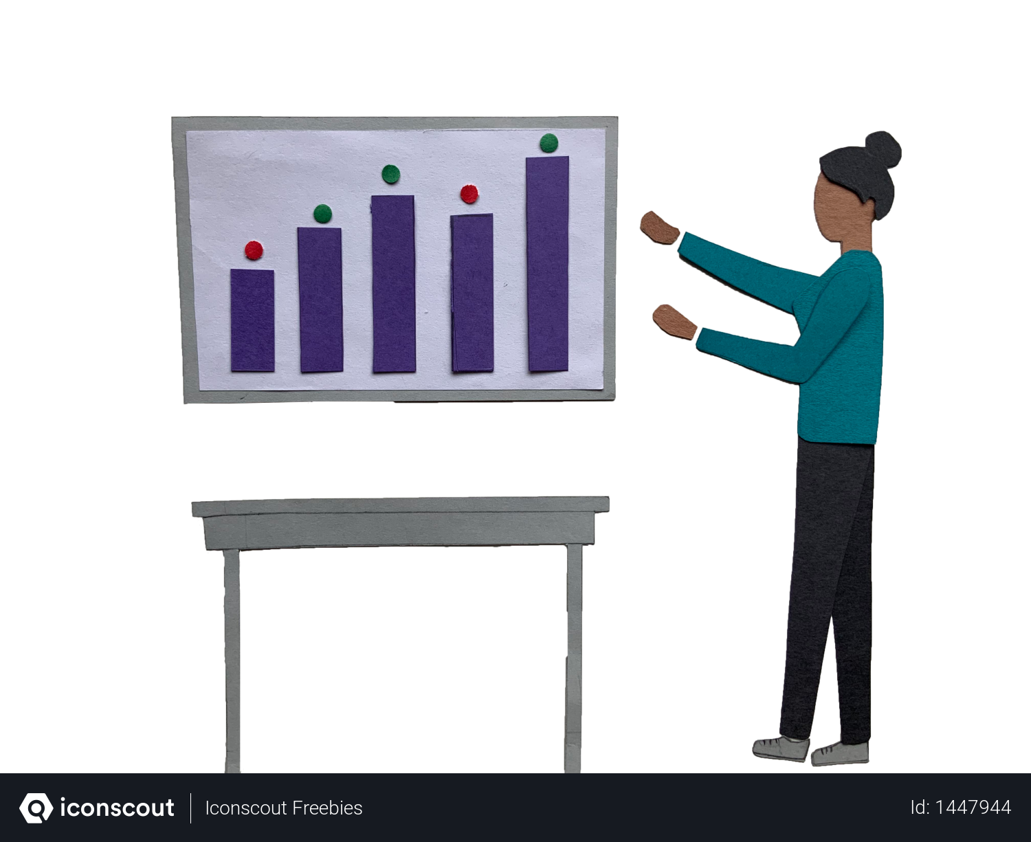 Woman explaining business graph Illustration
