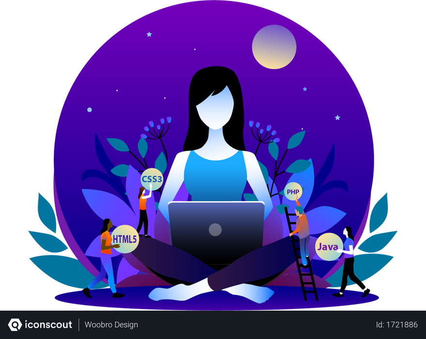 Download Free Women Web Developer with laptop Illustration download ...